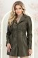 Palton tip trench din piele ecologica khaki cambrat cu elastic in talie 1 - StarShinerS.ro