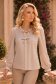 Bluza dama din satin bej cu croi larg accesorizata cu fundite perle - StarShinerS