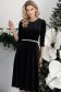 Rochie din catifea neagra in clos cu umeri bufanti si aplicatii cu perle pe cordon - StarShinerS 3 - StarShinerS.ro