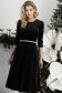 Rochie din catifea neagra in clos cu umeri bufanti si aplicatii cu perle pe cordon - StarShinerS 1 - StarShinerS.ro