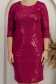 Rochie din modal roz midi cu un croi drept si maneci trei-sferturi - StarShinerS 5 - StarShinerS.ro
