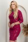 Rochie din modal roz midi cu un croi drept si maneci trei-sferturi - StarShinerS 2 - StarShinerS.ro