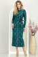 Rochie din modal verde midi cu un croi drept crapata pe picior - StarShinerS 1 - StarShinerS.ro