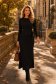 Rochie tricotata neagra midi tip creion crapata pe picior - StarShinerS 1 - StarShinerS.ro