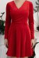 Rochie din catifea rosie scurta in clos cu decolteu petrecut si sclipici- StarShinerS 5 - StarShinerS.ro