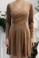 Rochie din catifea mocha scurta in clos cu decolteu petrecut si sclipici- StarShinerS 5 - StarShinerS.ro