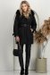 Geaca din fas neagra cu croi larg cu insertii cu blana ecologica cordon detasabil 5 - StarShinerS.ro