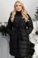 Geaca din fas neagra lunga cambrata cu cordon si insertie de blana eco detasabile 1 - StarShinerS.ro