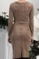 Rochie din catifea mocha  tip creion cu drapaje laterale - StarShinerS 5 - StarShinerS.ro