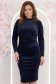 Rochie din catifea bleumarin tip creion cu drapaje laterale - StarShinerS 1 - StarShinerS.ro