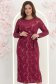 Rochie din modal roz midi cu un croi drept crapata pe picior - StarShinerS 1 - StarShinerS.ro