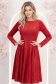 Rochie din catifea rosie pana la genunchi in clos cu decolteu rotunjit - StarShinerS 2 - StarShinerS.ro