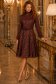 Rochie caramizie din catifea pana la genunchi in clos cu elastic in talie si cordon detasabil StarShinerS 1 - StarShinerS.ro