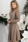 Rochie bej din catifea pana la genunchi in clos cu elastic in talie si cordon detasabil StarShinerS 2 - StarShinerS.ro