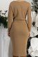 Rochie din tricot bej midi tip creion cu decolteu petrecut - StarShinerS 6 - StarShinerS.ro