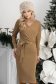 Rochie din tricot bej midi tip creion cu decolteu petrecut - StarShinerS 1 - StarShinerS.ro