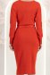 Rochie tricotata rosie midi tip creion decolteu petrecut - StarShinerS 6 - StarShinerS.ro