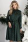 Rochie verde din catifea pana la genunchi in clos cu elastic in talie si cordon detasabil StarShinerS 3 - StarShinerS.ro