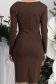 Rochie din modal maro pana la genunchi tip creion cu drapaje laterale - StarShinerS 6 - StarShinerS.ro