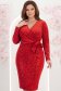 Rochie din catifea rosie cu sclipici scurta tip creion cu decolteu petrecut - StarShinerS 2 - StarShinerS.ro