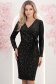 Rochie din catifea neagra cu sclipici auriu scurta tip creion cu decolteu petrecut - StarShinerS 1 - StarShinerS.ro