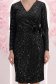 Rochie din catifea neagra cu sclipici argintiu scurta tip creion cu decolteu petrecut - StarShinerS 4 - StarShinerS.ro