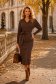 Rochie din modal maro midi tip creion decolteu petrecut - StarShinerS 1 - StarShinerS.ro