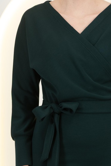 Rochie din modal verde midi tip creion decolteu petrecut - StarShinerS