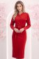 Rochie din catifea rosie midi tip creion cu decolteu petrecut - StarShinerS 1 - StarShinerS.ro