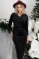 Rochie din catifea neagra midi tip creion cu decolteu petrecut - StarShinerS 1 - StarShinerS.ro
