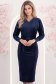 Rochie din catifea bleumarin midi tip creion cu decolteu petrecut - StarShinerS 1 - StarShinerS.ro