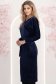Rochie din catifea bleumarin midi tip creion cu decolteu petrecut - StarShinerS 2 - StarShinerS.ro