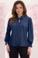 Bluza din catifea cu sclipici bleumarin cu un croi usor larg si volanase la maneca - StarShinerS 1 - StarShinerS.ro