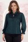 Bluza din catifea cu sclipici verde cu un croi usor larg si volanase la maneca - StarShinerS 1 - StarShinerS.ro