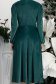 Rochie din catifea verde-inchis midi in clos accesorizata cu fundite si pietre strass frontal 6 - StarShinerS.ro