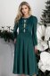 Rochie din catifea verde-inchis midi in clos accesorizata cu fundite si pietre strass frontal 1 - StarShinerS.ro