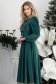 Rochie din catifea verde-inchis midi in clos accesorizata cu fundite si pietre strass frontal 2 - StarShinerS.ro