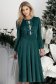 Rochie din catifea verde-inchis midi in clos accesorizata cu fundite si pietre strass frontal 3 - StarShinerS.ro