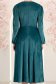 Rochie din catifea verde-inchis midi in clos accesorizata cu fundite si pietre strass frontal 5 - StarShinerS.ro