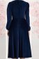 Rochie din catifea bleumarin midi in clos accesorizata cu fundite si pietre strass frontal 5 - StarShinerS.ro