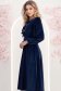 Rochie din catifea bleumarin midi in clos accesorizata cu fundite si pietre strass frontal 2 - StarShinerS.ro