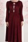 Rochie din catifea visinie midi in clos accesorizata cu fundite si pietre strass frontal 4 - StarShinerS.ro