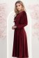 Rochie din catifea visinie midi in clos accesorizata cu fundite si pietre strass frontal 2 - StarShinerS.ro