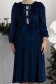 Rochie din catifea bleumarin midi in clos accesorizata cu fundite cu pietre strass 5 - StarShinerS.ro