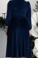 Rochie din catifea bleumarin midi in clos accesorizata cu fundite cu pietre strass 6 - StarShinerS.ro