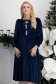 Rochie din catifea bleumarin midi in clos accesorizata cu fundite cu pietre strass 1 - StarShinerS.ro