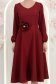 Rochie din stofa elastica visinie midi in clos cu brosa in forma de floare cu buzunare 5 - StarShinerS.ro