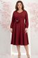 Rochie din stofa elastica visinie midi in clos cu brosa in forma de floare cu buzunare 1 - StarShinerS.ro