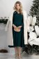 Rochie din stofa elastica verde-inchis midi in clos cu brosa florala si buzunare laterale 4 - StarShinerS.ro