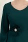 Rochie din stofa elastica verde-inchis midi in clos cu brosa in forma de floare cu buzunare 5 - StarShinerS.ro